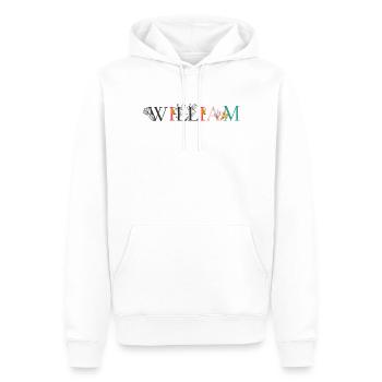 WILLIAM Name Art With Flowers Embroidered - Men’s Premium Organic Hoodie - white - Front - Nico (187cm)