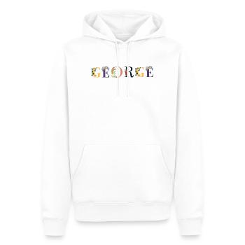 GEORGE Name mit Blumen geschmückt - Männer Premium Bio Hoodie - Weiß - Vorne - Nico (187cm)