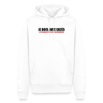 Je bois avec Excès plus sympa que Modération - Sweat à capuche Premium bio Homme - blanc - Devant - Nico (187cm)