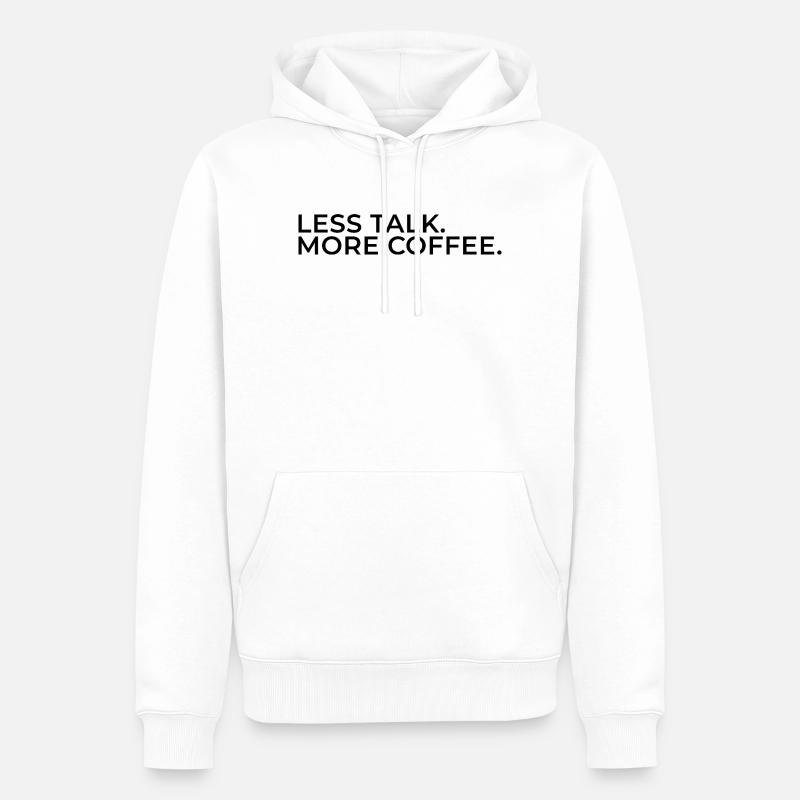 Moins de paroles. Plus de café. - Sweat à capuche Premium bio Homme - blanc