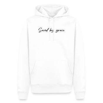 Cadeaux avec la proverbe chrétienne Sauvés par la grâce - Sweat à capuche Premium bio Homme - blanc - Devant - Nico (187cm)