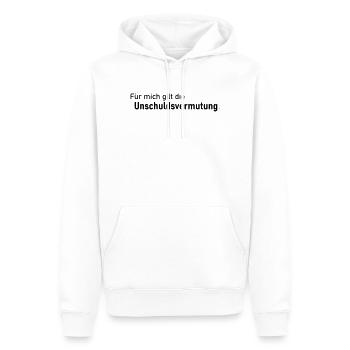 Unschuldsvermutung - Männer Premium Bio Hoodie - Weiß - Vorne - Nico (187cm)