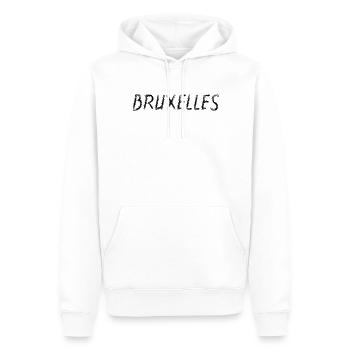 Bruxelles Belgium - Brush Stroke City Black - Sweat à capuche Premium bio Homme - blanc - Devant - Nico (187cm)