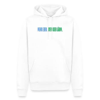 Mehr Leben. Weniger Lärm. Lustiges T-Shirt - Männer Premium Bio Hoodie - Weiß - Vorne - Nico (187cm)