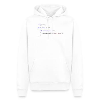 C # .NET Code Hello World Programmer Gift - Sweat à capuche Premium bio Homme - blanc - Devant - Nico (187cm)