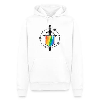 Gay Gaymer Geek Pride Asex Gamer LGBT Bouclier d’épée - Sweat à capuche Premium bio Homme - blanc - Devant - Nico (187cm)