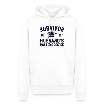 Survivor Of My Husbands Diplôme de maîtrise - Sweat à capuche Premium bio Homme - blanc - Devant - Nico (187cm)