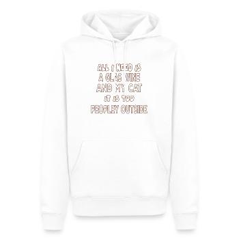 All I Need Is A Glass Of And My Cat Funny Saying - Sweat à capuche Premium bio Homme - blanc - Devant - Nico (187cm)