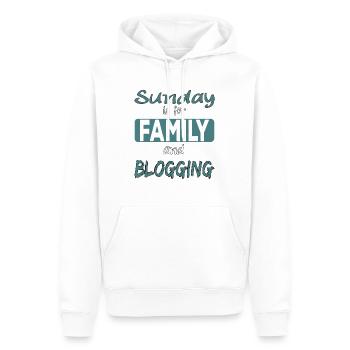 Sunday is for family and Blogging Spruch - Männer Premium Bio Hoodie - Weiß - Vorne - Nico (187cm)