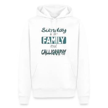 Sunday is for family and Calligraphy Spruch - Männer Premium Bio Hoodie - Weiß - Vorne - Nico (187cm)