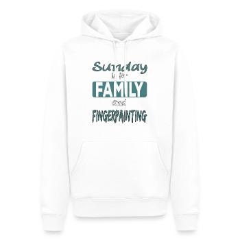 Sunday is for family and Fingerpainting Spruch - Männer Premium Bio Hoodie - Weiß - Vorne - Nico (187cm)