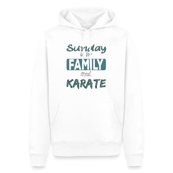 Le dimanche est pour la famille et le karaté - Sweat à capuche Premium bio Homme - blanc - Devant - Nico (187cm)