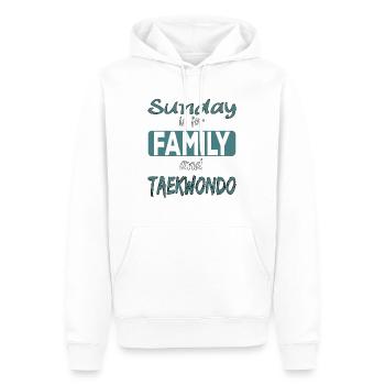Sunday is for family and Taekwondo Spruch - Männer Premium Bio Hoodie - Weiß - Vorne - Nico (187cm)