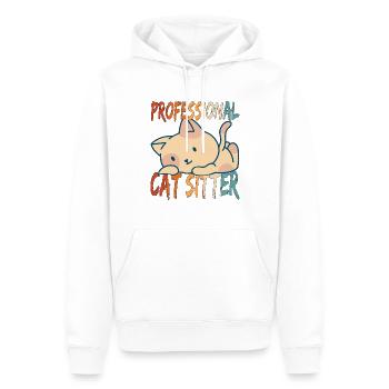 Professional cat Sitter with Cute Cat - Sweat à capuche Premium bio Homme - blanc - Devant - Nico (187cm)