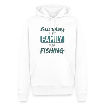 Sunday is for family and Fishing Spruch - Männer Premium Bio Hoodie - Weiß - Vorne - Nico (187cm)