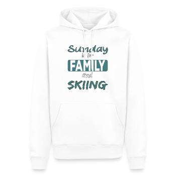 Sunday is for family and Skiing Spruch - Männer Premium Bio Hoodie - Weiß - Vorne - Nico (187cm)