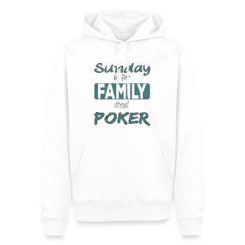 Sunday is for family and Poker Spruch - Männer Premium Bio Hoodie - Weiß - Vorne - Nico (187cm)