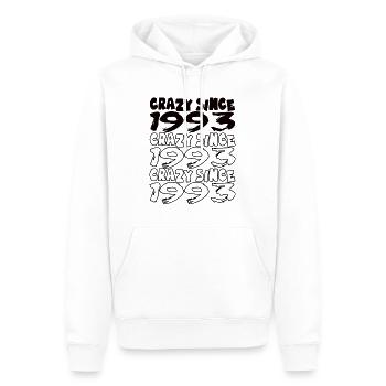 Crazy Since 1993 pour hommes et femmes anniversaire - Sweat à capuche Premium bio Homme - blanc - Devant - Nico (187cm)