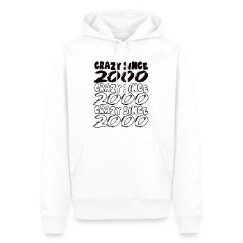Crazy Since 2000 für Männer und Frauen Geburtstag - Männer Premium Bio Hoodie - Weiß - Vorne - Nico (187cm)