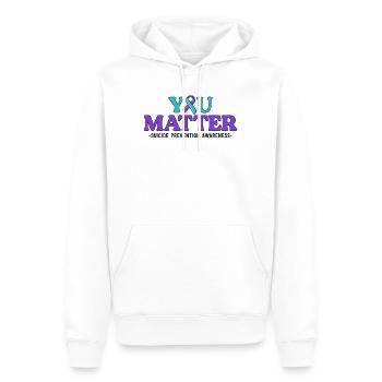 Sensibilisation à la prévention du suicide You Matter Teal - Sweat à capuche Premium bio Homme - blanc - Devant - Nico (187cm)