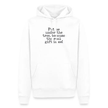 Lay Under The Tree The Gift Is Me Sarcastic - Men’s Premium Organic Hoodie - white - Front - Nico (187cm)