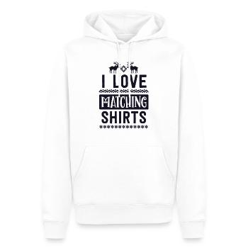 J’aime les chemises de Noël assorties couple femme - Sweat à capuche Premium bio Homme - blanc - Devant - Nico (187cm)
