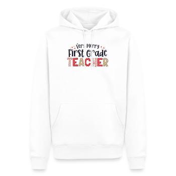 Very Merry 1st Grade Teacher First Christmas - Men’s Premium Organic Hoodie - white - Front - Nico (187cm)