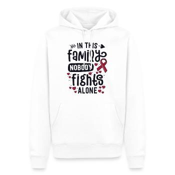 Dans cette famille, personne ne combat seul l’hémangiome - Sweat à capuche Premium bio Homme - blanc - Devant - Nico (187cm)