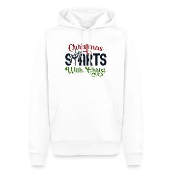 Weihnachten beginnt mit Christus Christliches Kreuz Jesus - Männer Premium Bio Hoodie - Weiß - Vorne - Nico (187cm)