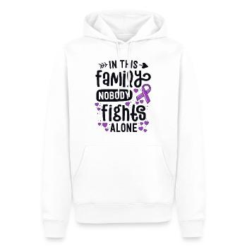 In dieser Familie kämpft niemand alleine Unterstützung - Männer Premium Bio Hoodie - Weiß - Vorne - Nico (187cm)