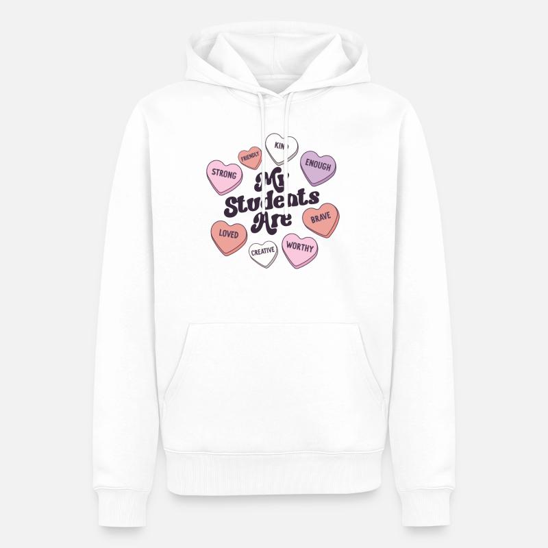Enseignante Saint-Valentin Affirmations positives - Sweat à capuche Premium bio Homme - blanc