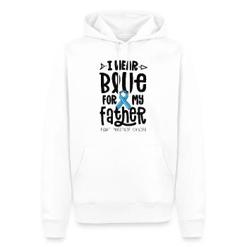Je porte du bleu pour mon père Cancer de la prostate - Sweat à capuche Premium bio Homme - blanc - Devant - Nico (187cm)
