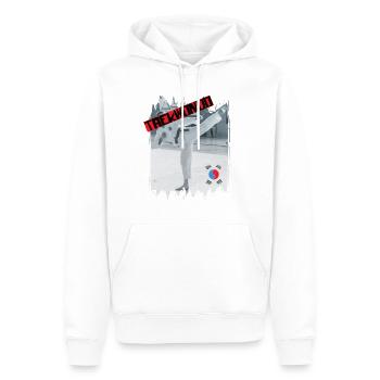 Taekwondo illustration Korea Kampfsport Side Kick - Männer Premium Bio Hoodie - Weiß - Vorne - Nico (187cm)