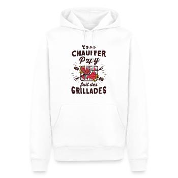 Papy fait des grillades Barbecue BBQ Humour Retrai - Men’s Premium Organic Hoodie - white - Front - Nico (187cm)