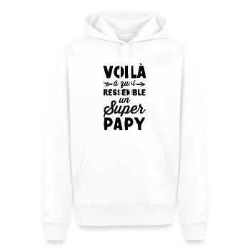 Super Papy - Humour Retraité Futur Papi Rigolo Vie - Men’s Premium Organic Hoodie - white - Front - Nico (187cm)