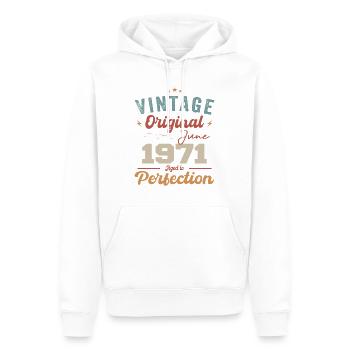 June 1971 Aged to Perfection June 1971 vintage - Männer Premium Bio Hoodie - Weiß - Vorne - Nico (187cm)