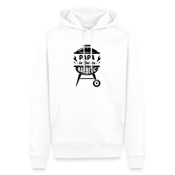 Papa la Mauvaise Influence - Humour Papou Rigolo B - Men’s Premium Organic Hoodie - white - Front - Nico (187cm)
