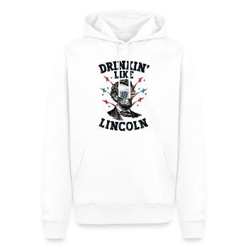 Abraham Lincoln 4th of July American Drinkin Like - Men’s Premium Organic Hoodie - white - Front - Nico (187cm)
