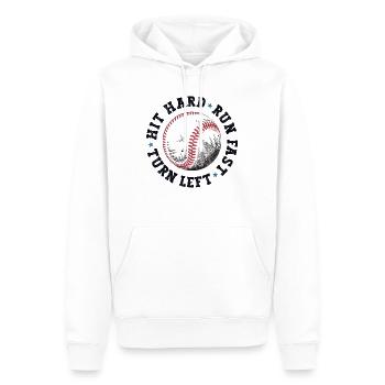 Drôle de chemise de baseball Maman Papa a frappé dur Courir vite - Sweat à capuche Premium bio Homme - blanc - Devant - Nico (187cm)