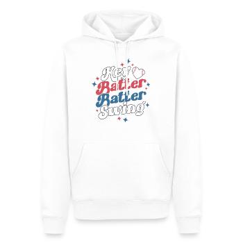 Hey Batter Batter Swing Baller Player Retro - Men’s Premium Organic Hoodie - white - Front - Nico (187cm)