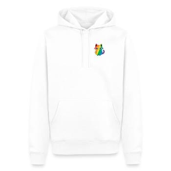 Pocket Pride Cat LGBT Rainbow Flag Kawaii Subtil - Sweat à capuche Premium bio Homme - blanc - Devant - Nico (187cm)