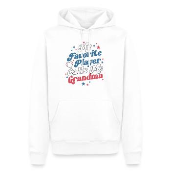 Mon joueur préféré m’appelle grand-mère rétro - Sweat à capuche Premium bio Homme - blanc - Devant - Nico (187cm)