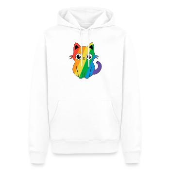Pride Cat Gay Kawaii Anime LGBT Regenbogen Flagge - Männer Premium Bio Hoodie - Weiß - Vorne - Nico (187cm)