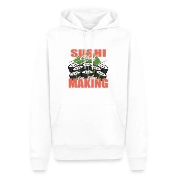 Sushi Chef en devenir Rice whisperer - Sweat à capuche Premium bio Homme - blanc - Devant - Nico (187cm)