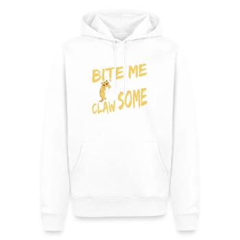 Mords-moi, je suis Griffe-un chat mordant - Sweat à capuche Premium bio Homme - blanc - Devant - Nico (187cm)