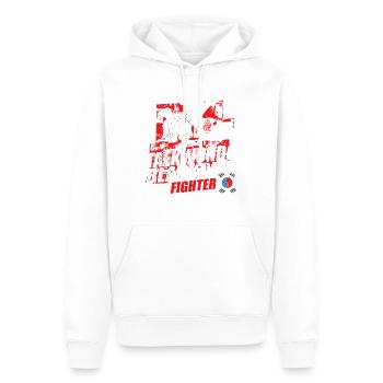 Taekwondo Blackbelt Fighter kick champion - Sweat à capuche Premium bio Homme - blanc - Devant - Nico (187cm)