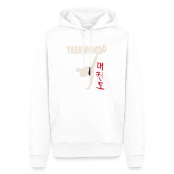 Techniques de maîtrise du taekwondo et coups de pied d’arts martiaux - Sweat à capuche Premium bio Homme - blanc - Devant - Nico (187cm)