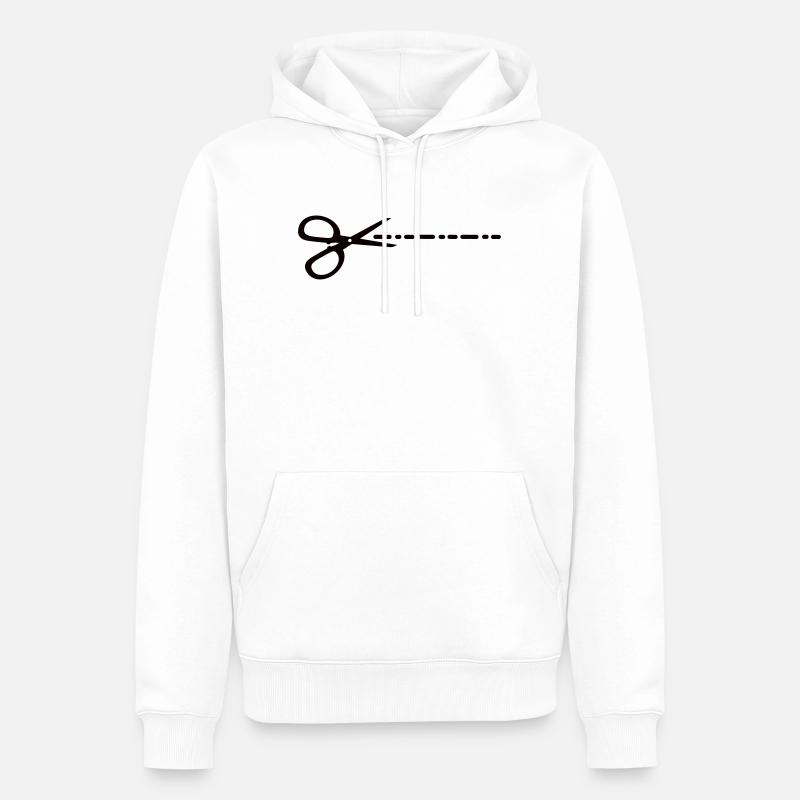 Ciseaux Couper ligne pointillée - Sweat à capuche Premium bio Homme - blanc