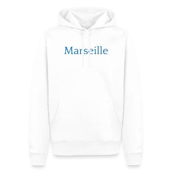 Marseille Frankreich Typografie Design - Männer Premium Bio Hoodie - Weiß - Vorne - Nico (187cm)