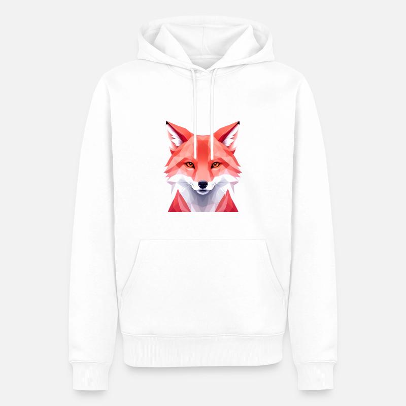 Fuchs - Polygon Kunst - Männer Premium Bio Hoodie - Weiß